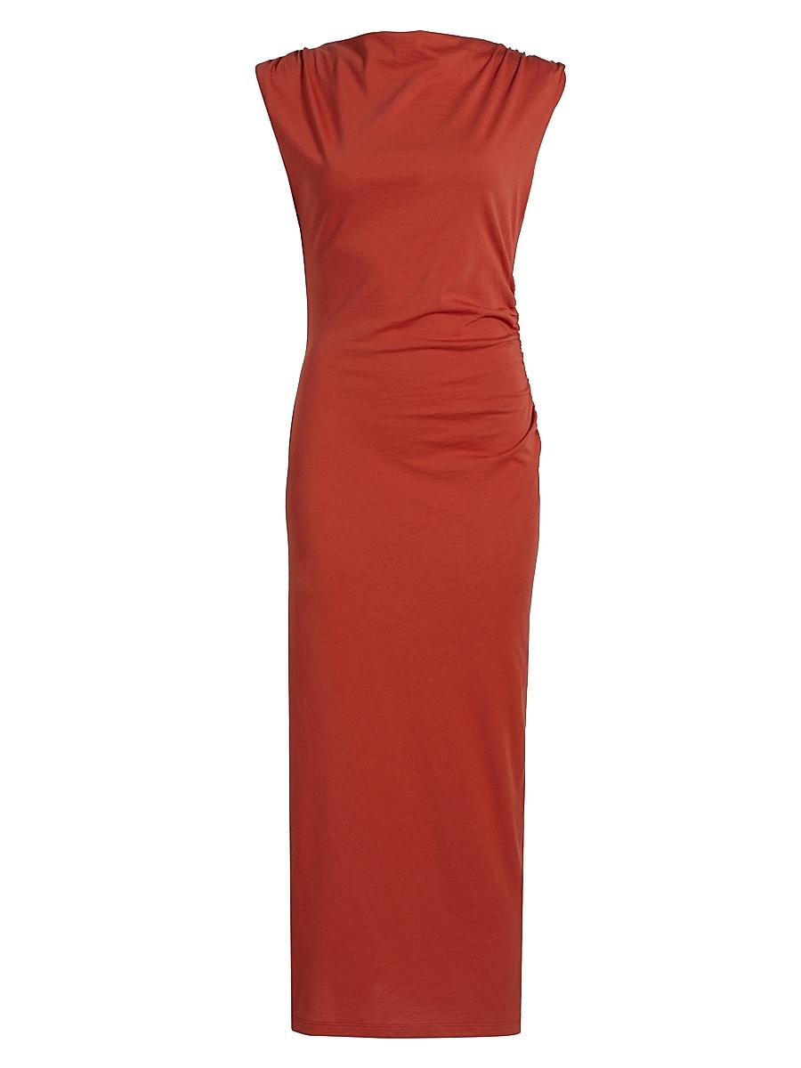 Womens Cowlneck Cotton Midi-Dress Product Image