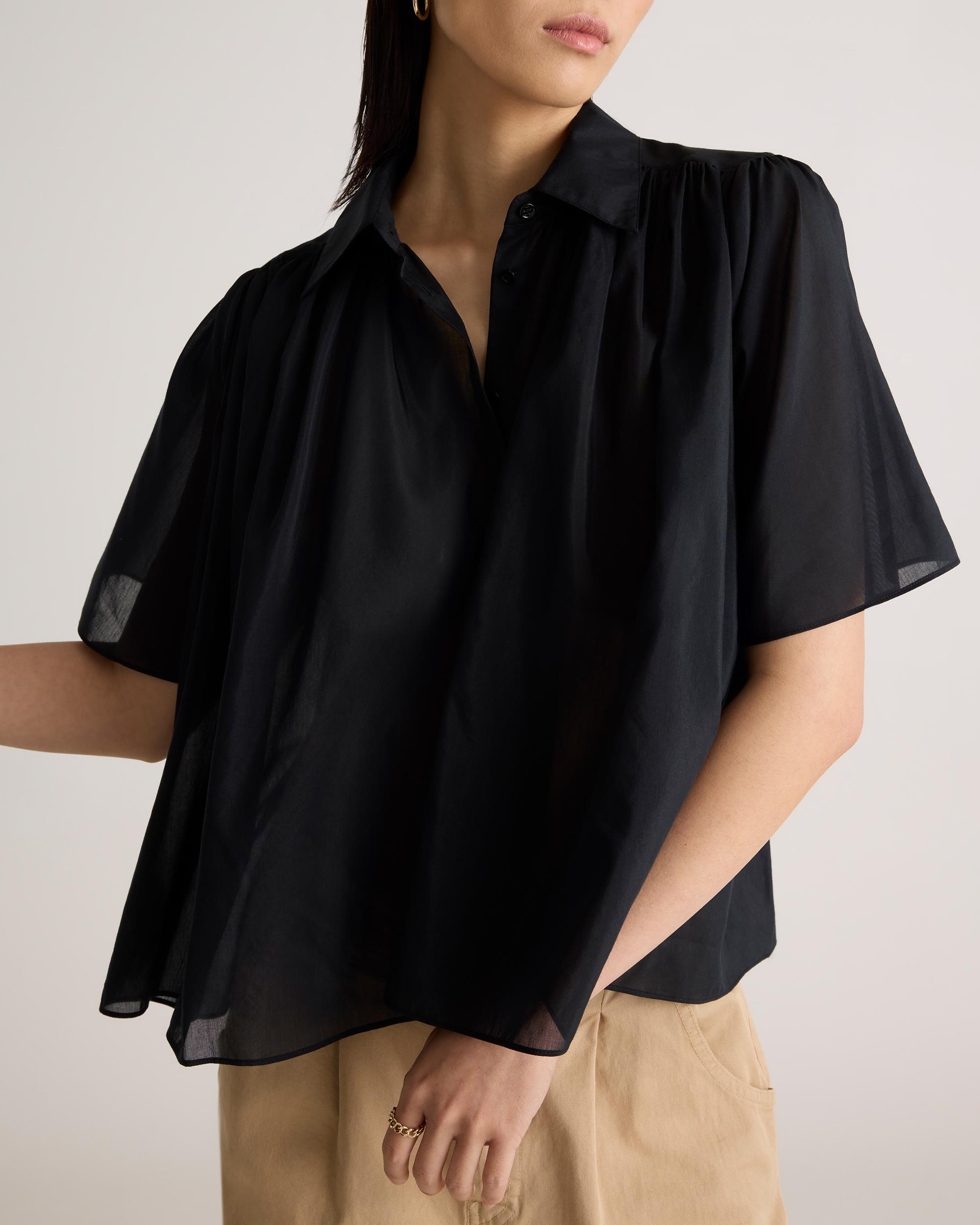 Quince | Women's Cotton-Silk Voile Short Sleeve Blouse Product Image