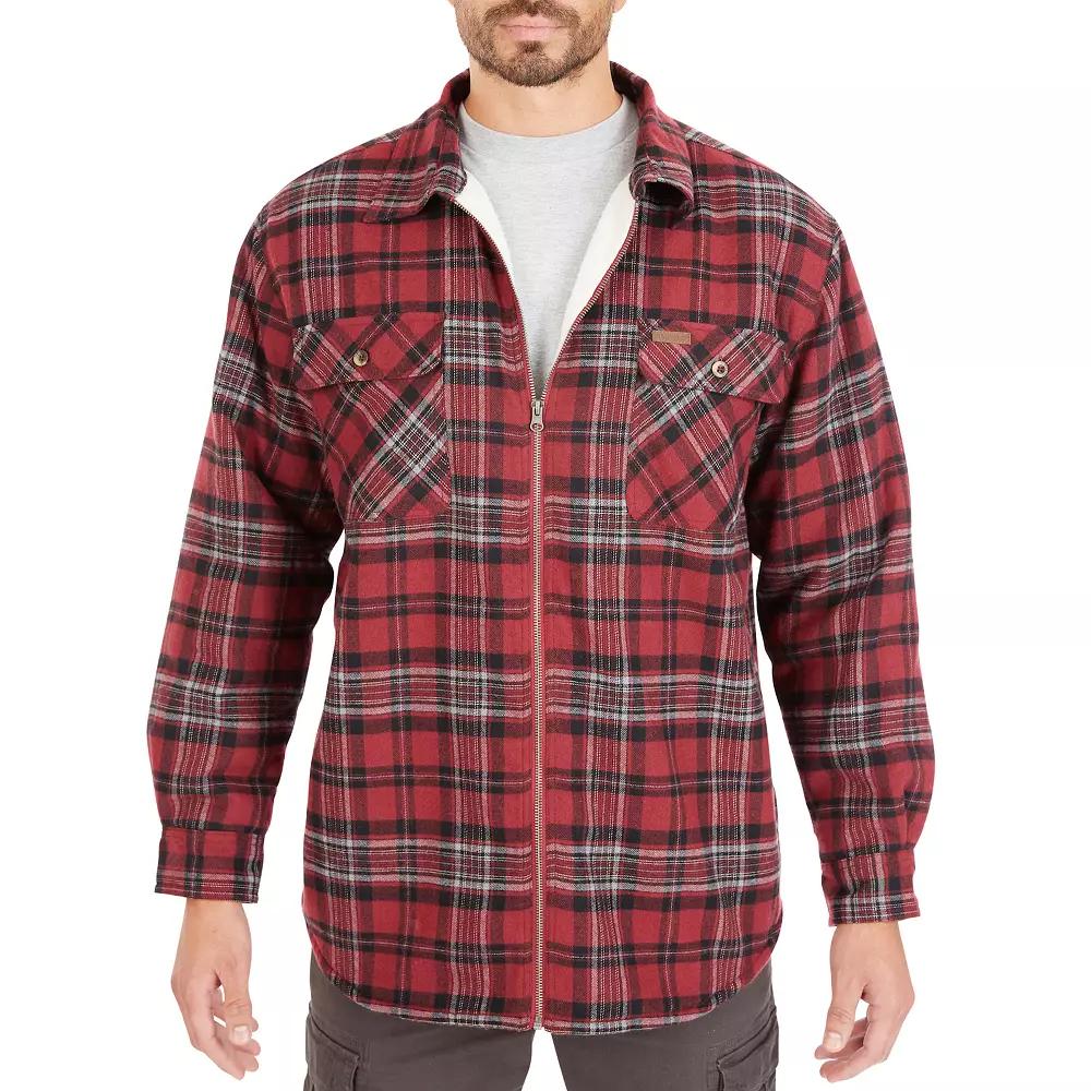 Men's Smith's Workwear Plaid Sherpa-Lined Cotton Flannel Shirt Jacket,  Product Image