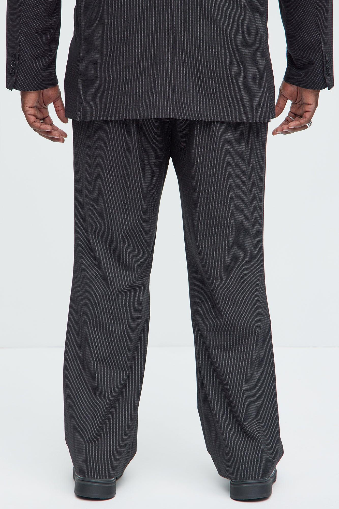 Henry Pinstripe Straight Trousers - Black Product Image