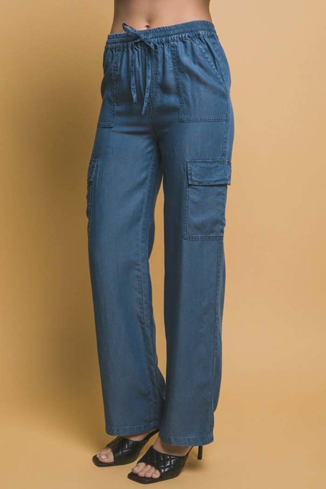 Solid Tencel Cargo Pants Product Image