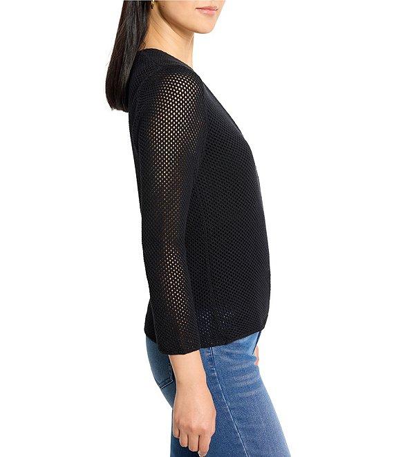 NIC + ZOE Open Mesh Knit Cocoon Open Front Long Sleeve Cardigan Product Image