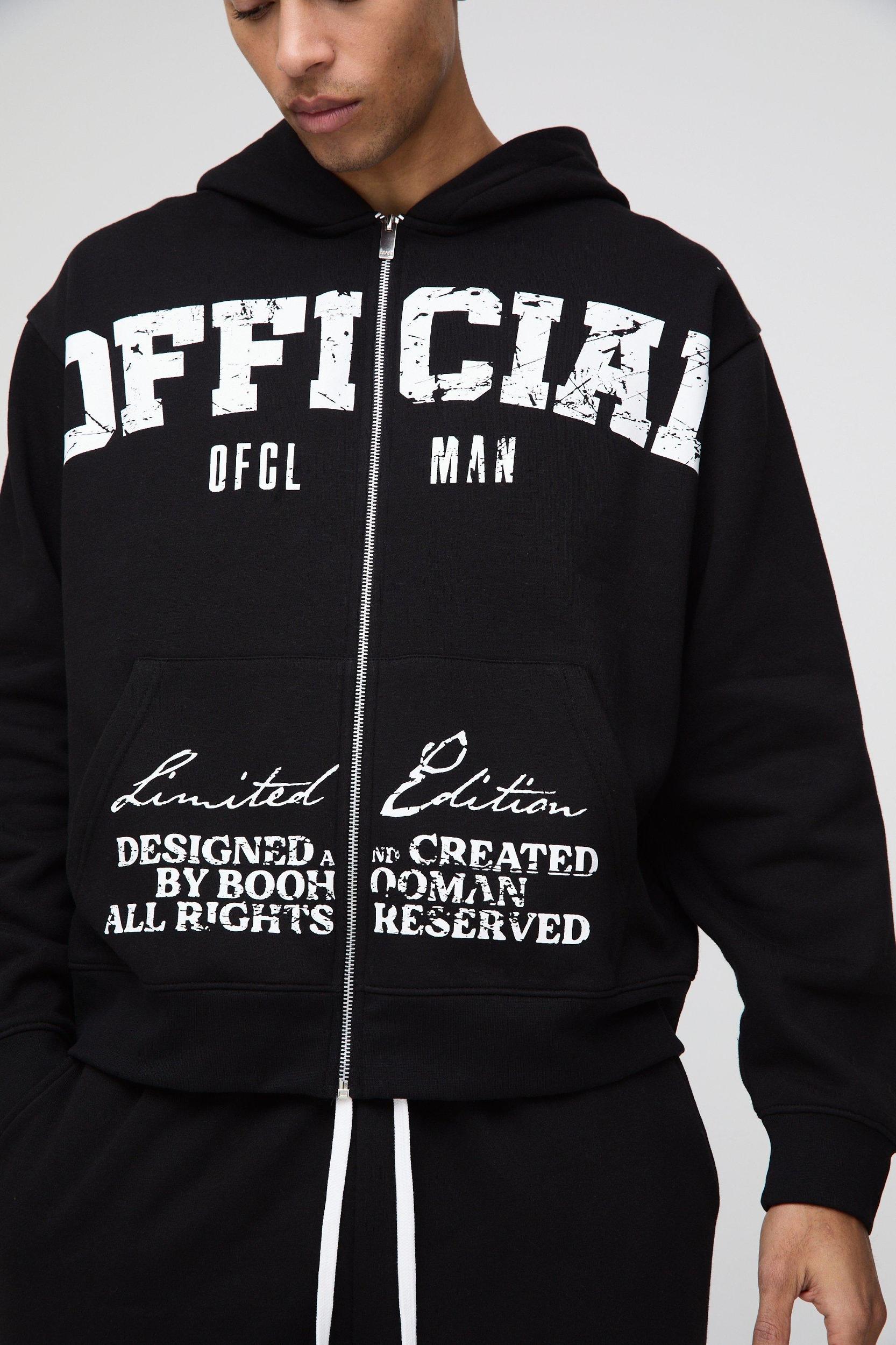 Oversized Boxy Official Print Tracksuit | boohooMAN USA Product Image