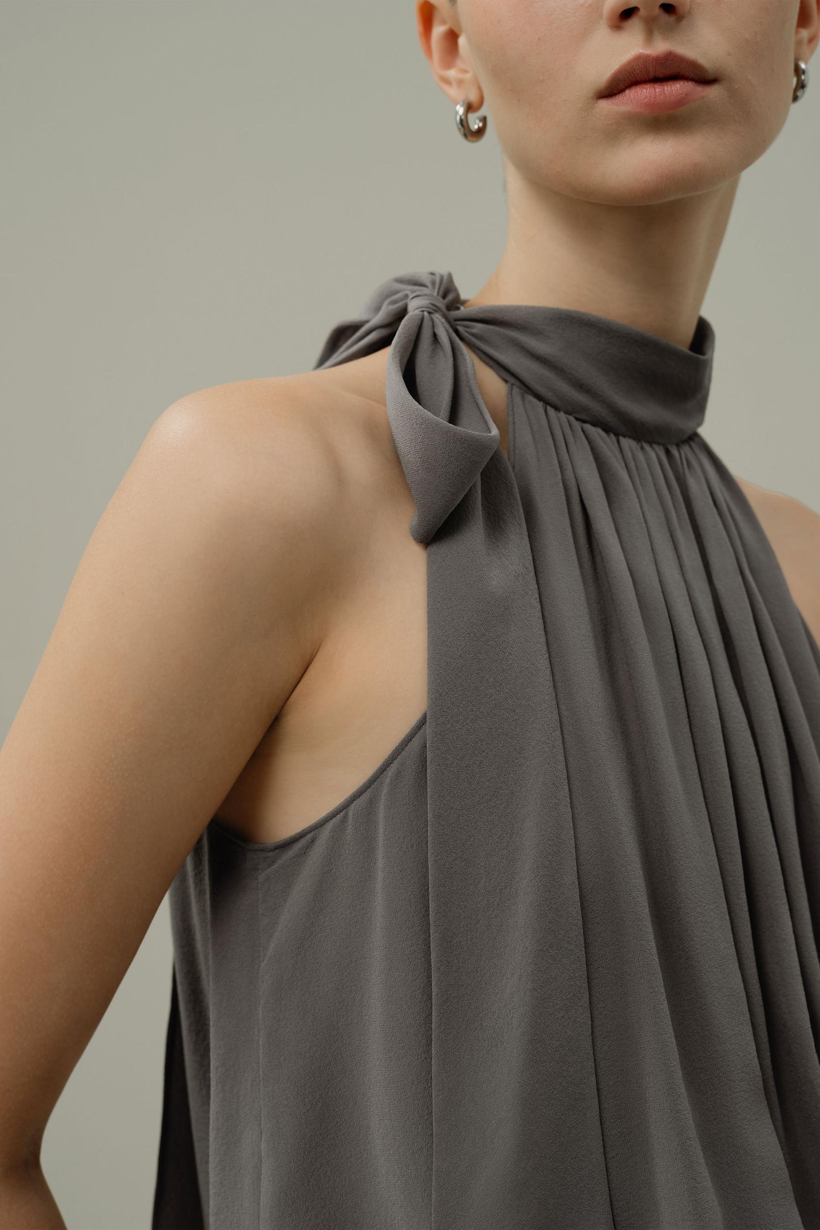 Adjustable Tie-Neck Georgette Blouse Product Image