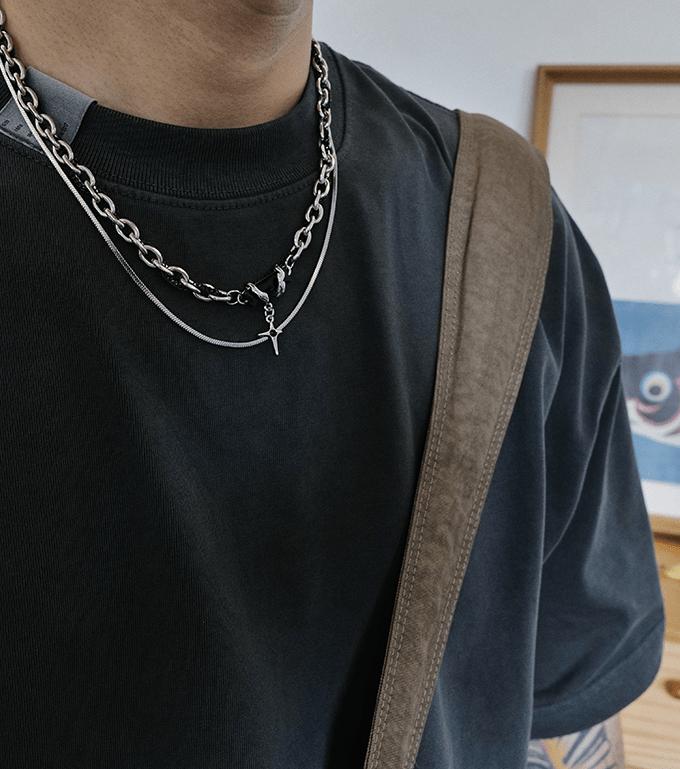 STAR PENDANT BLACK GEM MULTI-CHAIN NECKLACE Product Image