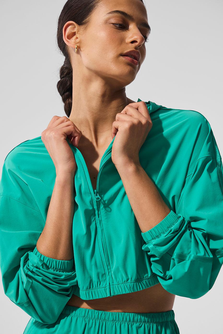 Cropped Breezy Full-Zip Hoodie - Spruce Green Product Image