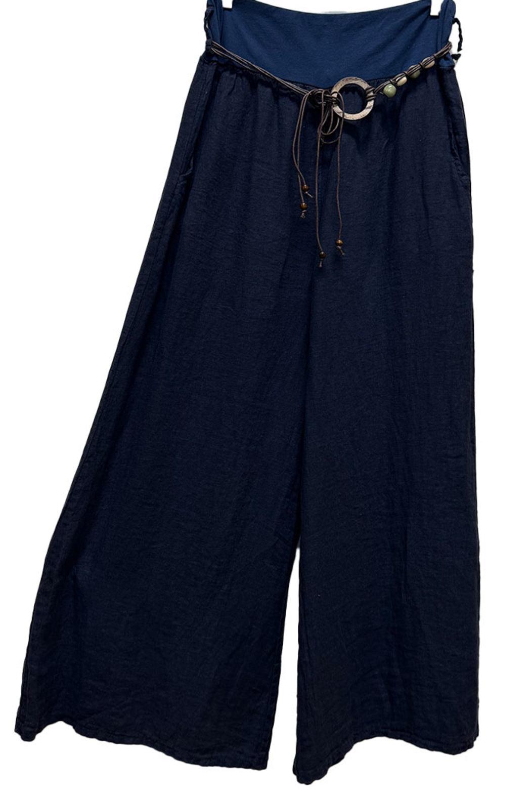 Italian Linen Pants Rope Detail Product Image