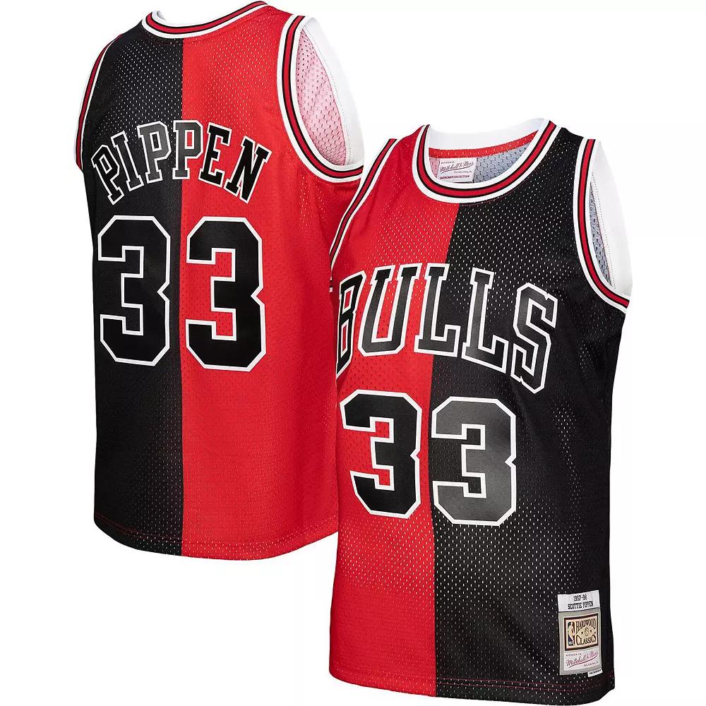 Men's Mitchell & Ness Scottie Pippen Red/Black Chicago Bulls Big & Tall Hardwood Classics 1997/98 Split Swingman Jersey,  Product Image