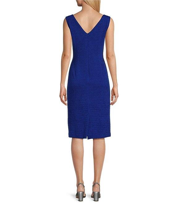 Le Bos Round Neck 3/4 Sleeve Embroidered Mesh Trim Textured 2-Piece Jacket Dress Product Image