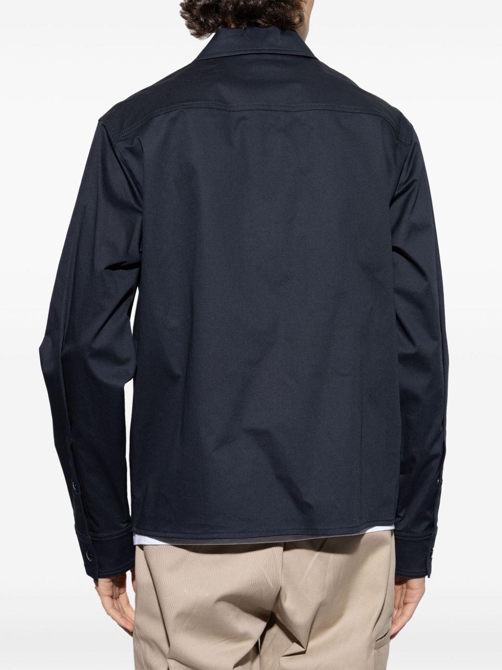 MONCLER Cotton Stretch Garbardine Zip-up Shirt Jacket In Navy Product Image