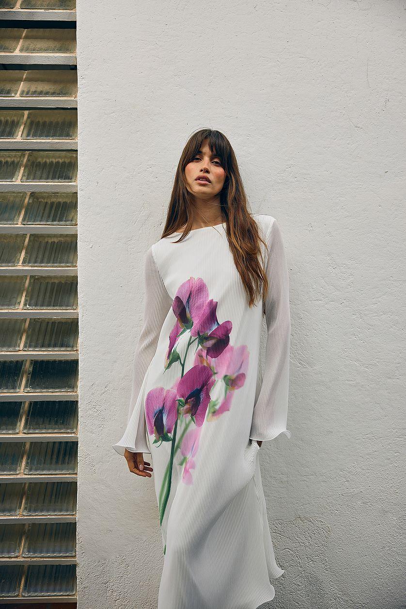 Long Sleeve Plisse Maxi Dress Product Image