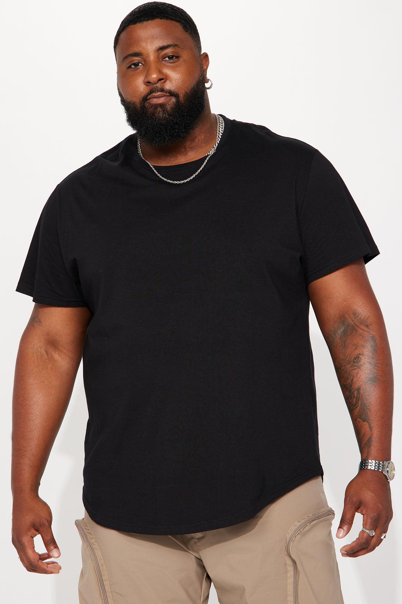 Essential Short Sleeve Scallop Crew Tee - Black Product Image