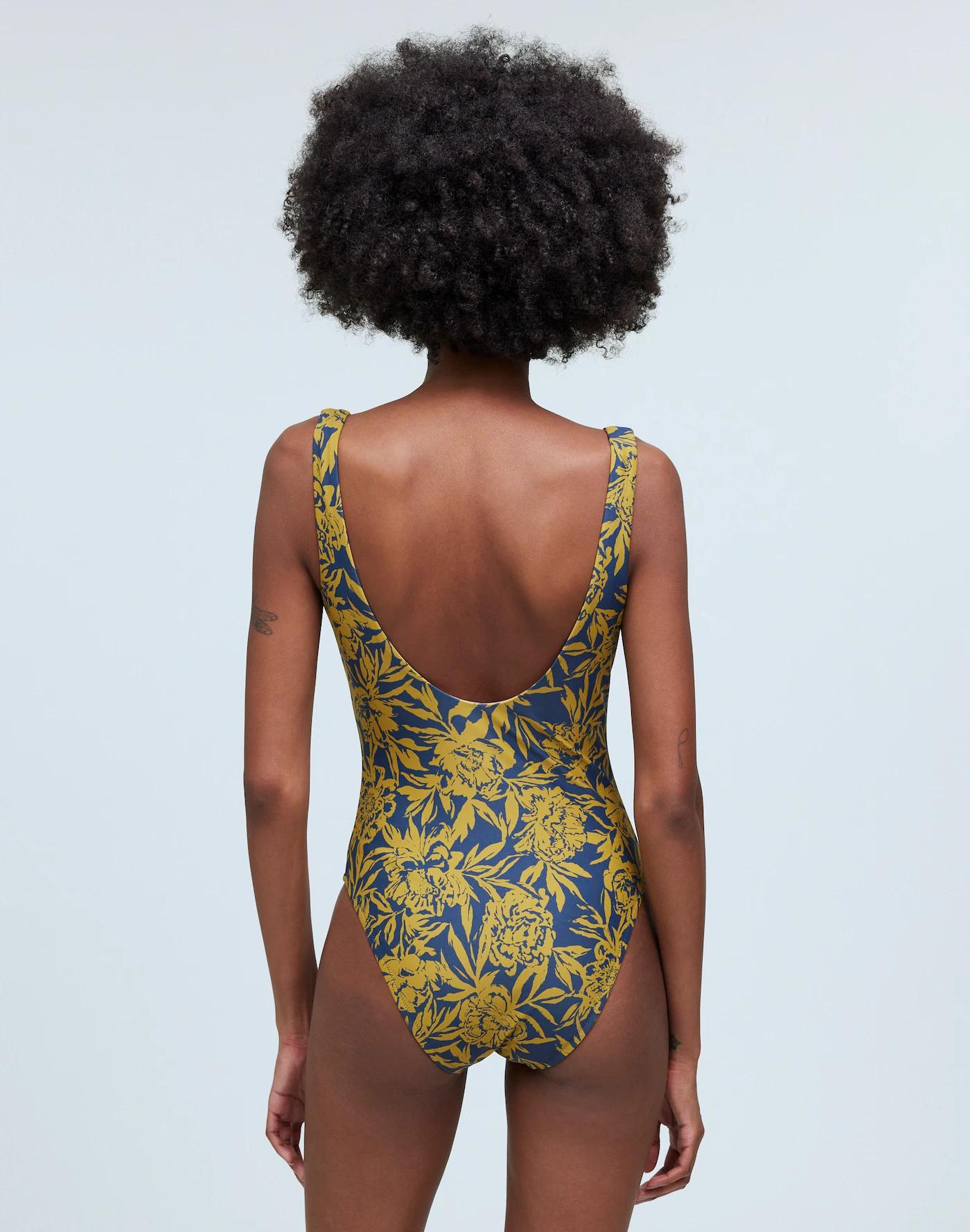 Scoop-Neck One-Piece Swimsuit in Floral Product Image