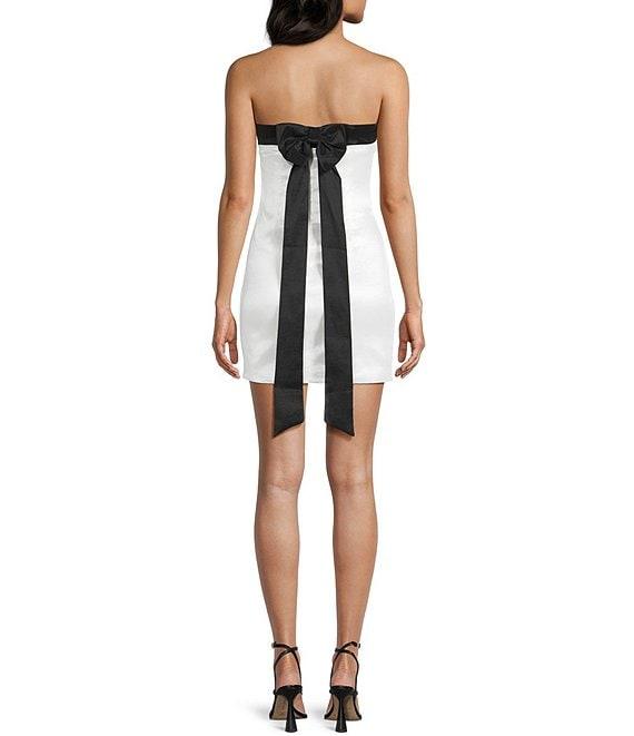 Allison & Kelly Strapless Contrast Neck Bow Back Mini Dress Product Image