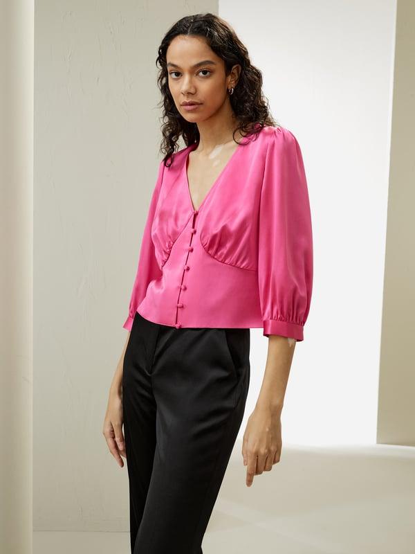LILYSILK Female Silk Shirts Ladies Magenta 100 Silk Tailored Front Button-And-Loop Closure Blouse 2 Product Image