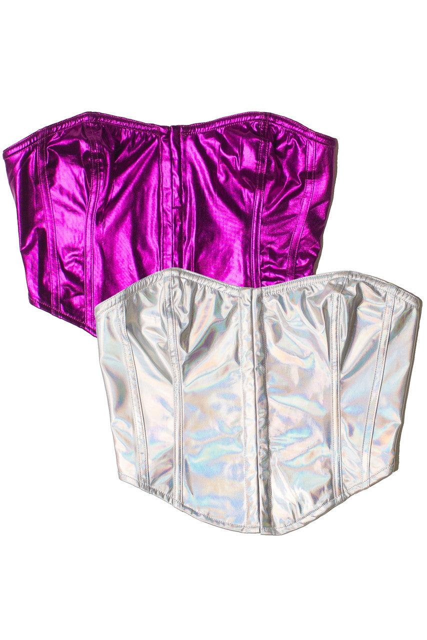 Metallic Corset Style Strapless Top Product Image