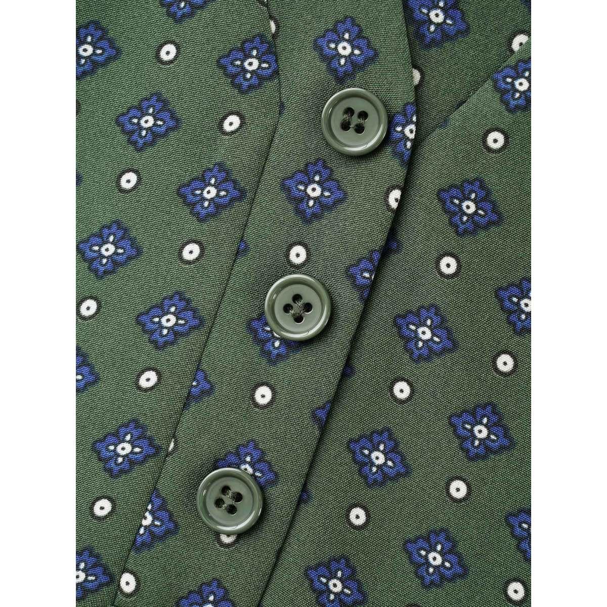 Plus Size ArmyGreen Notched Geometric Button Up Blouse Women At the Office Extra Long Sleeve Notched collar Office Blouses BloomChic 28/5X Product Image