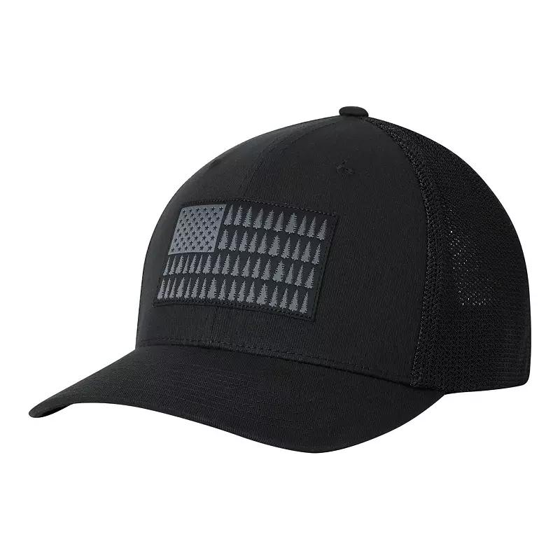 Mens Columbia FlexFit Mesh Tree Flag Fitted Cap Grey Product Image