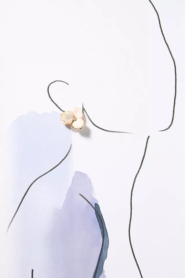 The Pink Reef Handpainted Pearl & Pink Pansy Stud Earrings Product Image