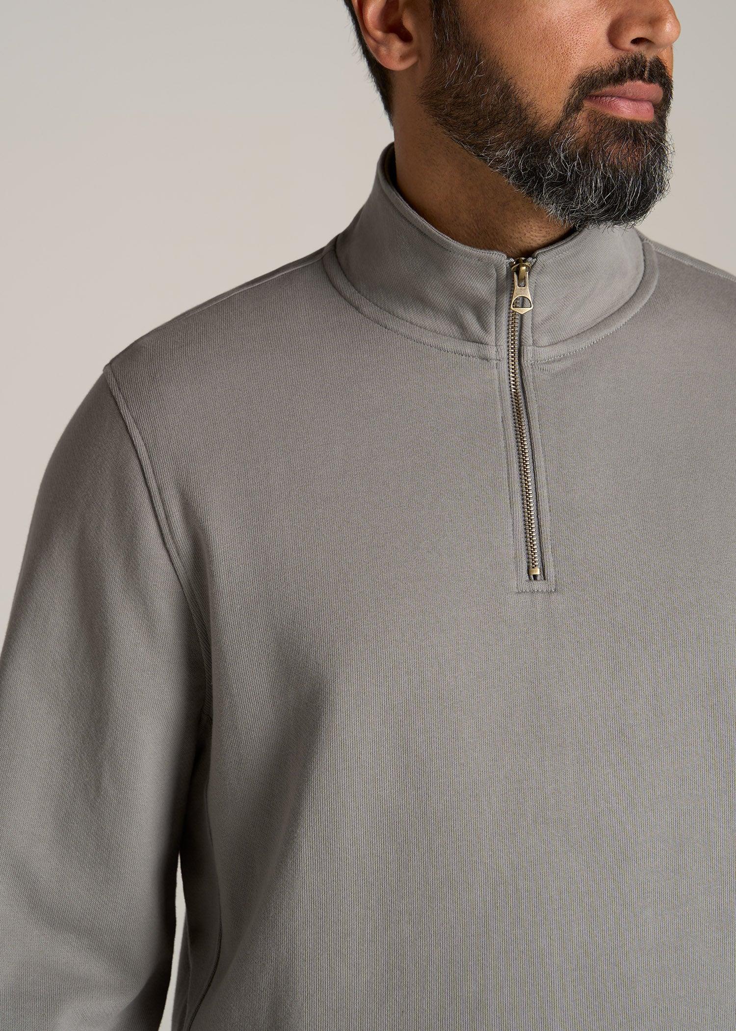 LJ&S Heavyweight Quarter-Zip Men's Tall Pullover in Pewter Product Image