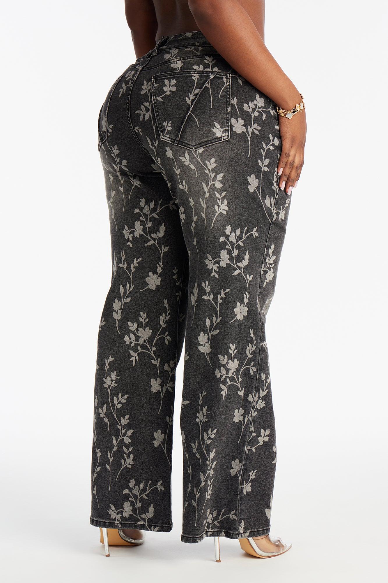 Where Flowers Bloom Stretch Jeans - Grey Female Product Image