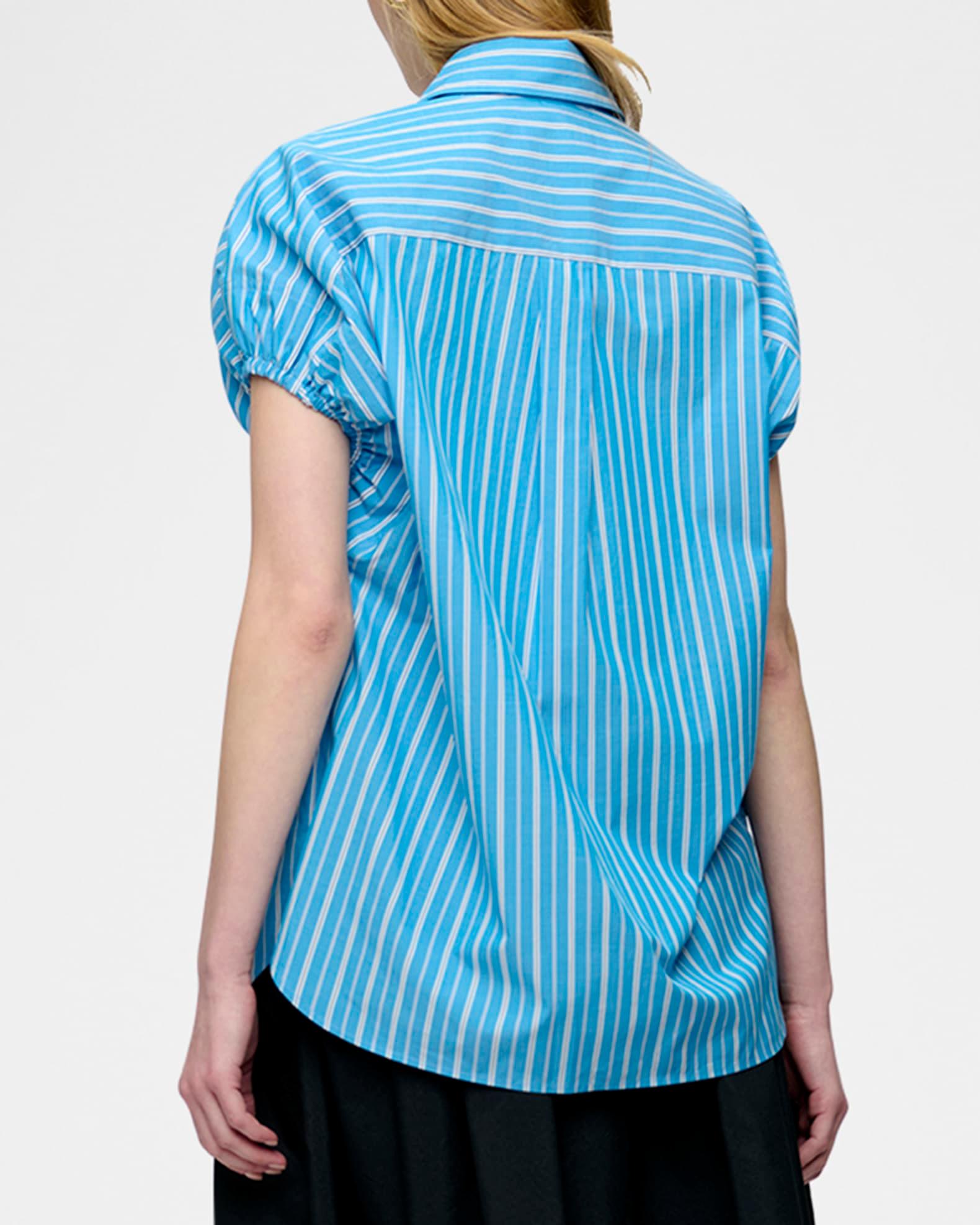 Lecce Puff-Sleeve Striped Cotton Shirt Product Image