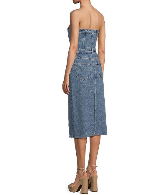 GB Strapless Denim Slit Midi Dress Product Image