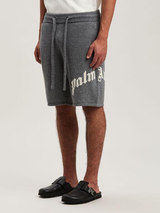 Curved logo embroidered knit shorts Product Image