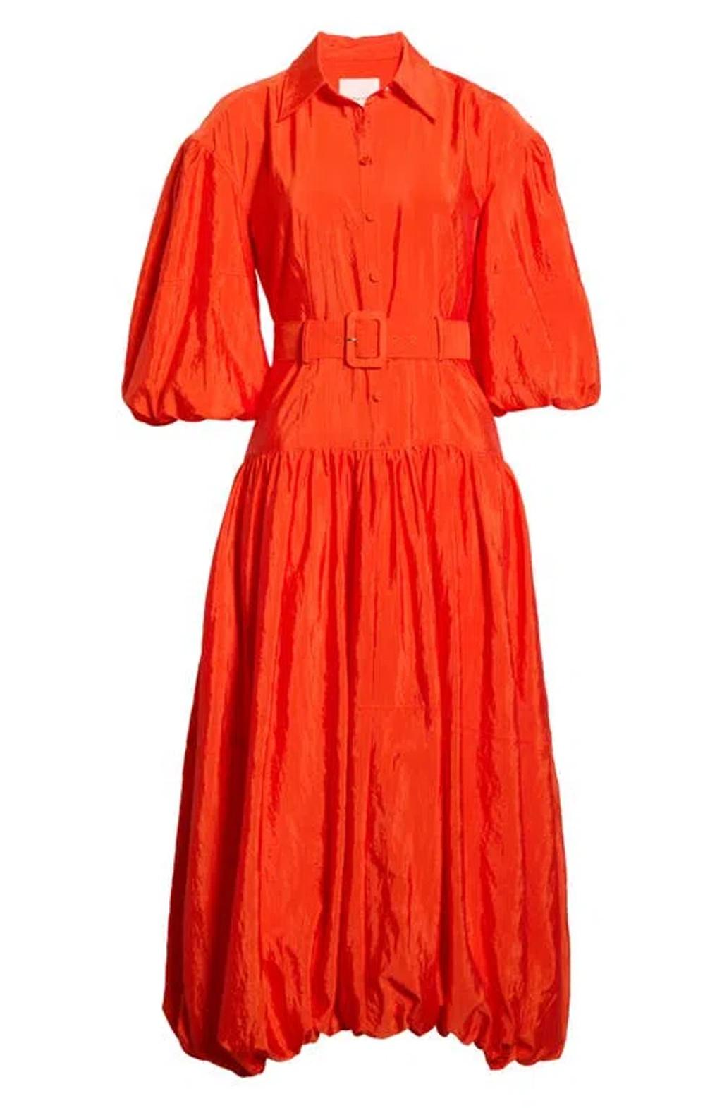 CINQ À SEPT Daliah Belted Balloon-sleeve Midi Dress In Red Product Image