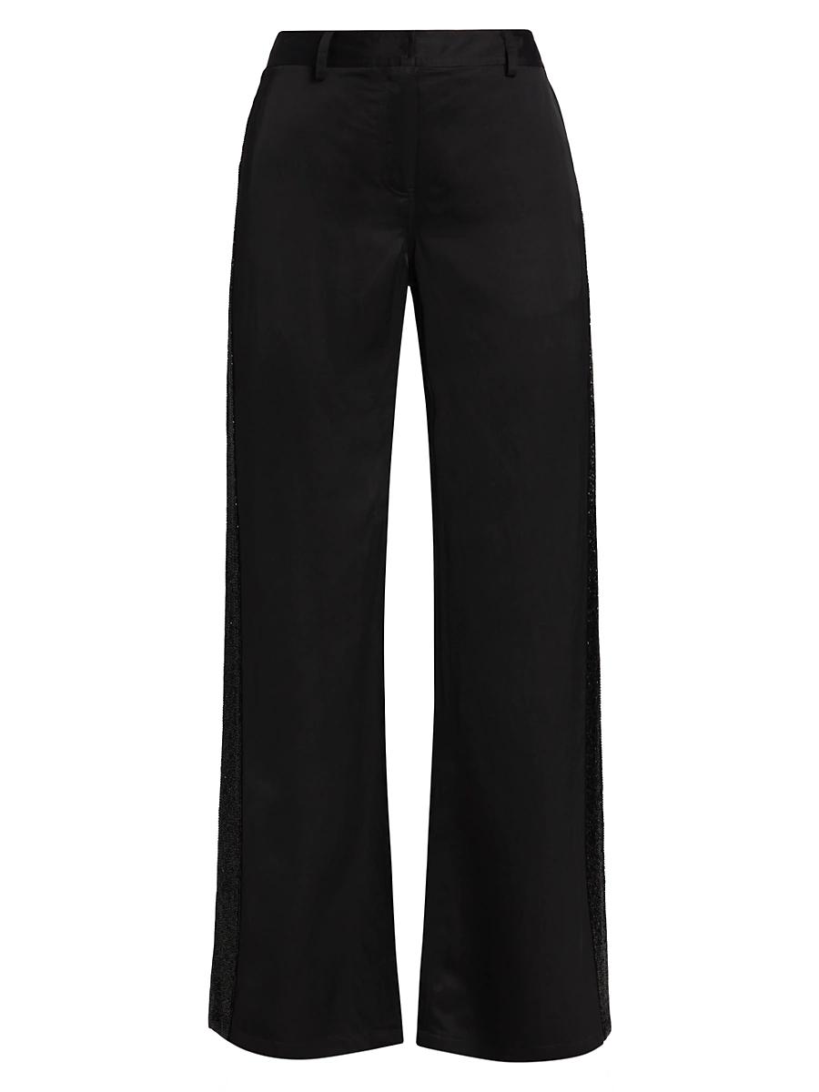 Womens Howard Beaded Linen-Blend Straight-Leg Pants Product Image