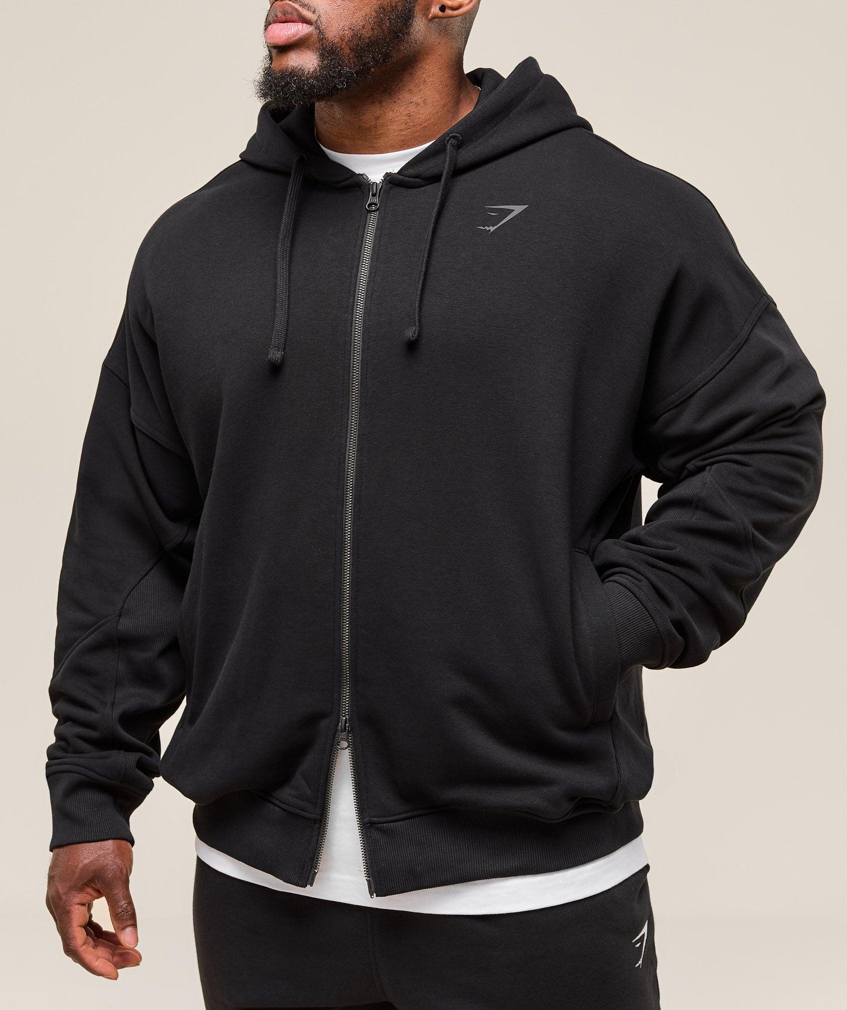 Gymshark Power Zip Up Hoodie - Black Male Product Image