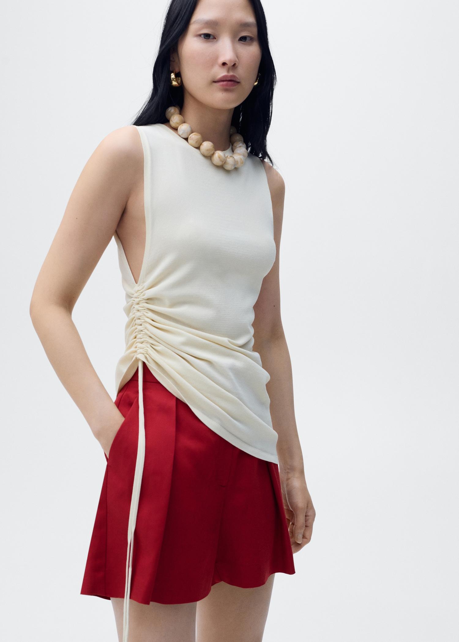 Linen-blend suit bermuda shorts - Women | MANGO USA Product Image