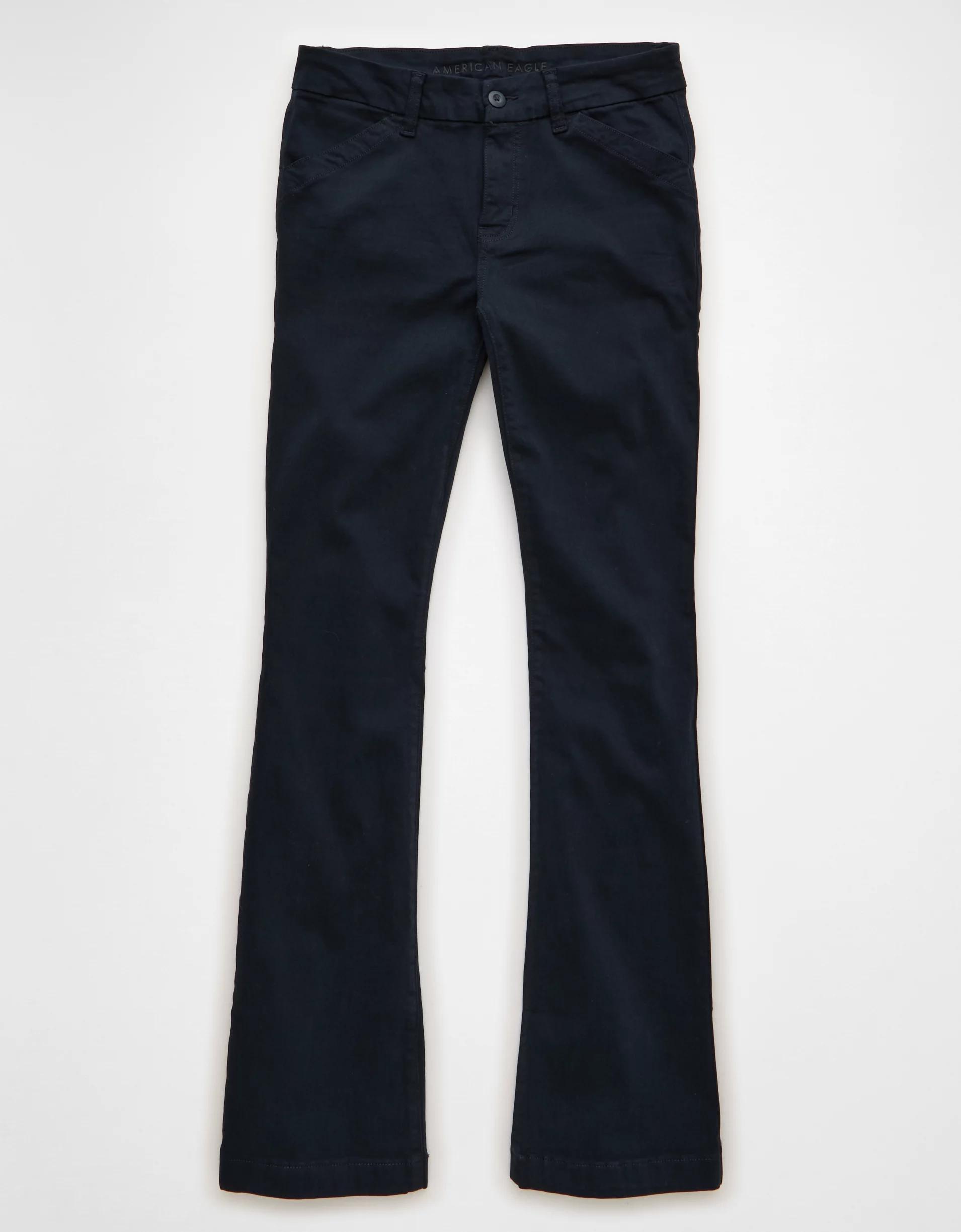 AE Stretch Low-Rise Kick Bootcut Khaki Pant Product Image