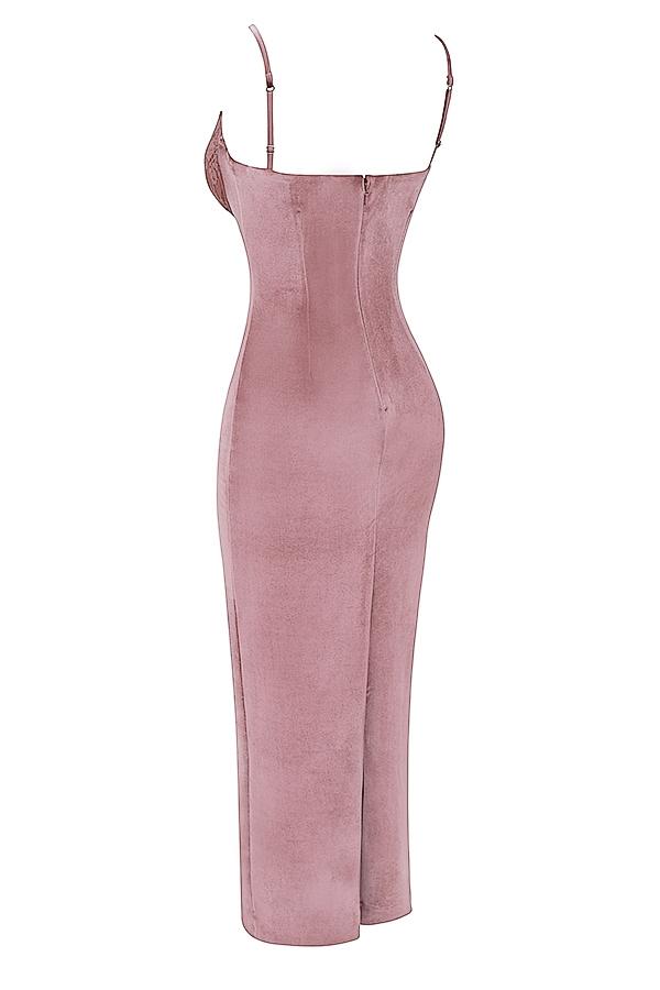 Azalea  soft pink velvet midi dress Product Image
