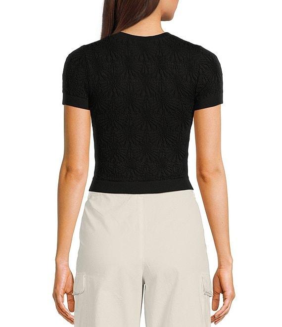 C&V Chelsea & Violet Textured Floral Seamless T-Shirt Product Image