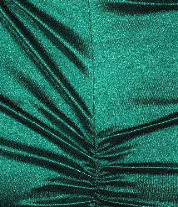 GB One-Shoulder Asymmetrical Neckline Satin Dress Product Image