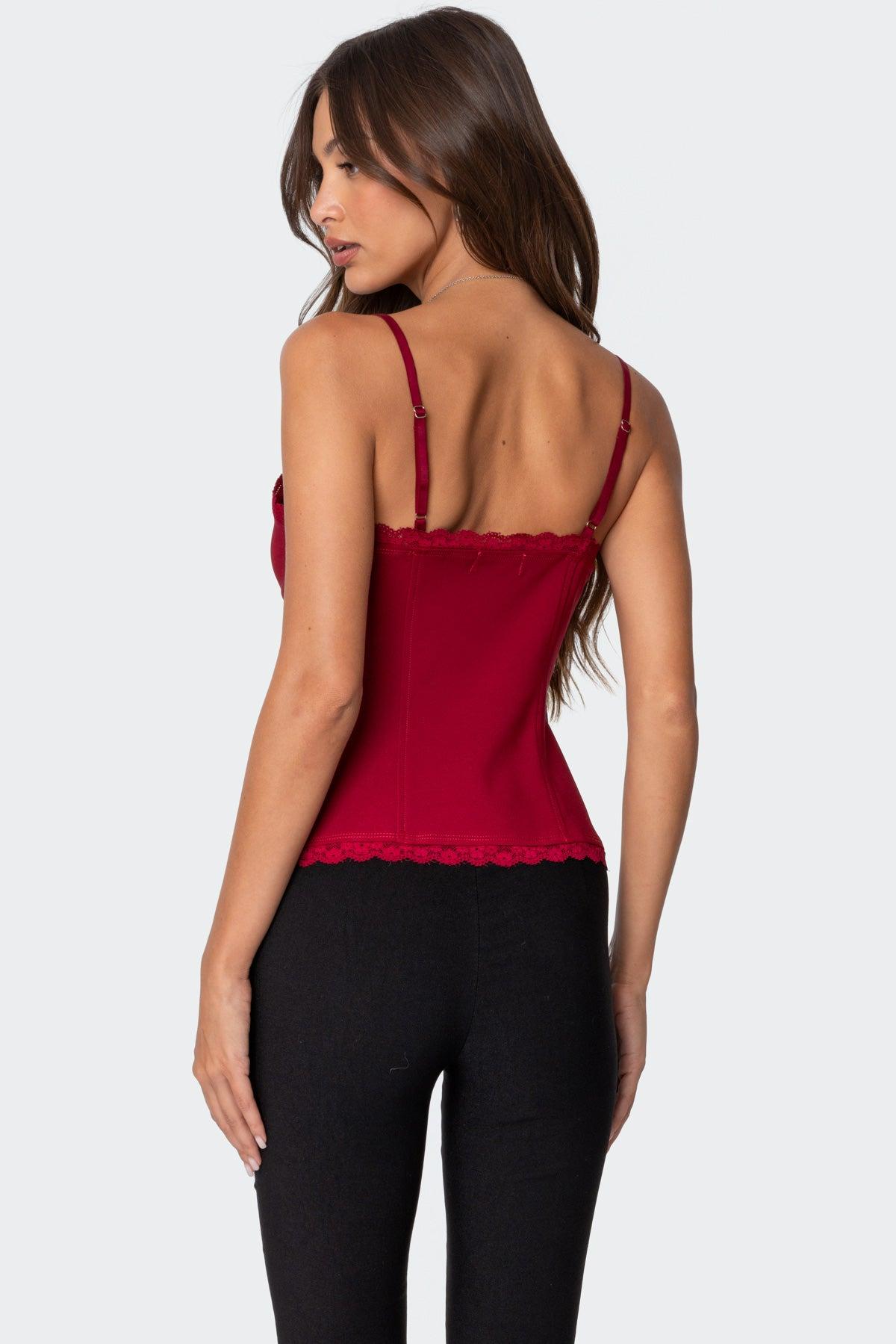 Crimson Lacey Split Front Top Product Image