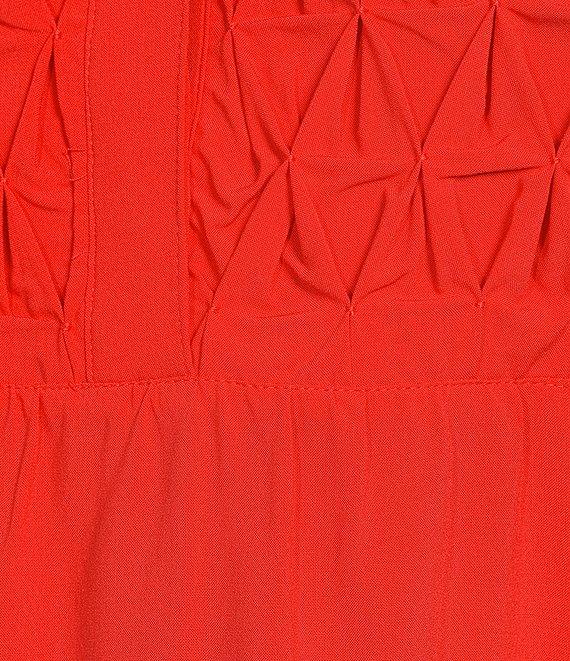 John Mark Plus Size Embroidered Split-Neck 3/4 Ruffle Flounce Sleeve Tunic Product Image