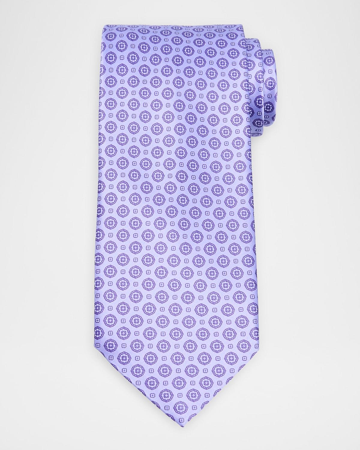 Mens Round Medallion Silk Tie Product Image