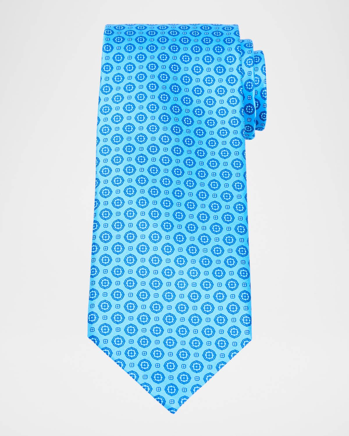 Mens Round Medallion Silk Tie Product Image