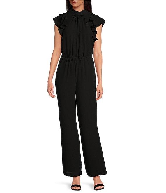 1. STATE Flutter Sleeve Mock Neck Ruffle Jumpsuit Product Image
