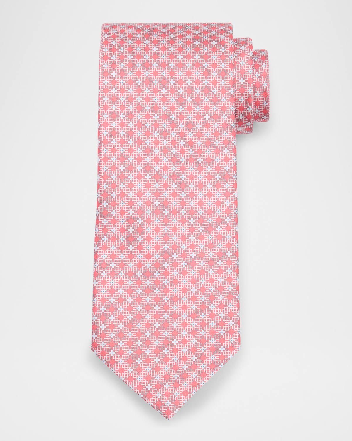 Mens Geometric Check Silk Tie Product Image