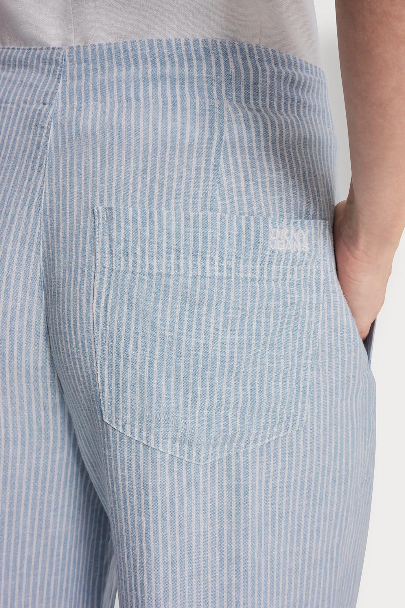 CROPPED WIDE LEG LINEN-BLEND PANTS Product Image