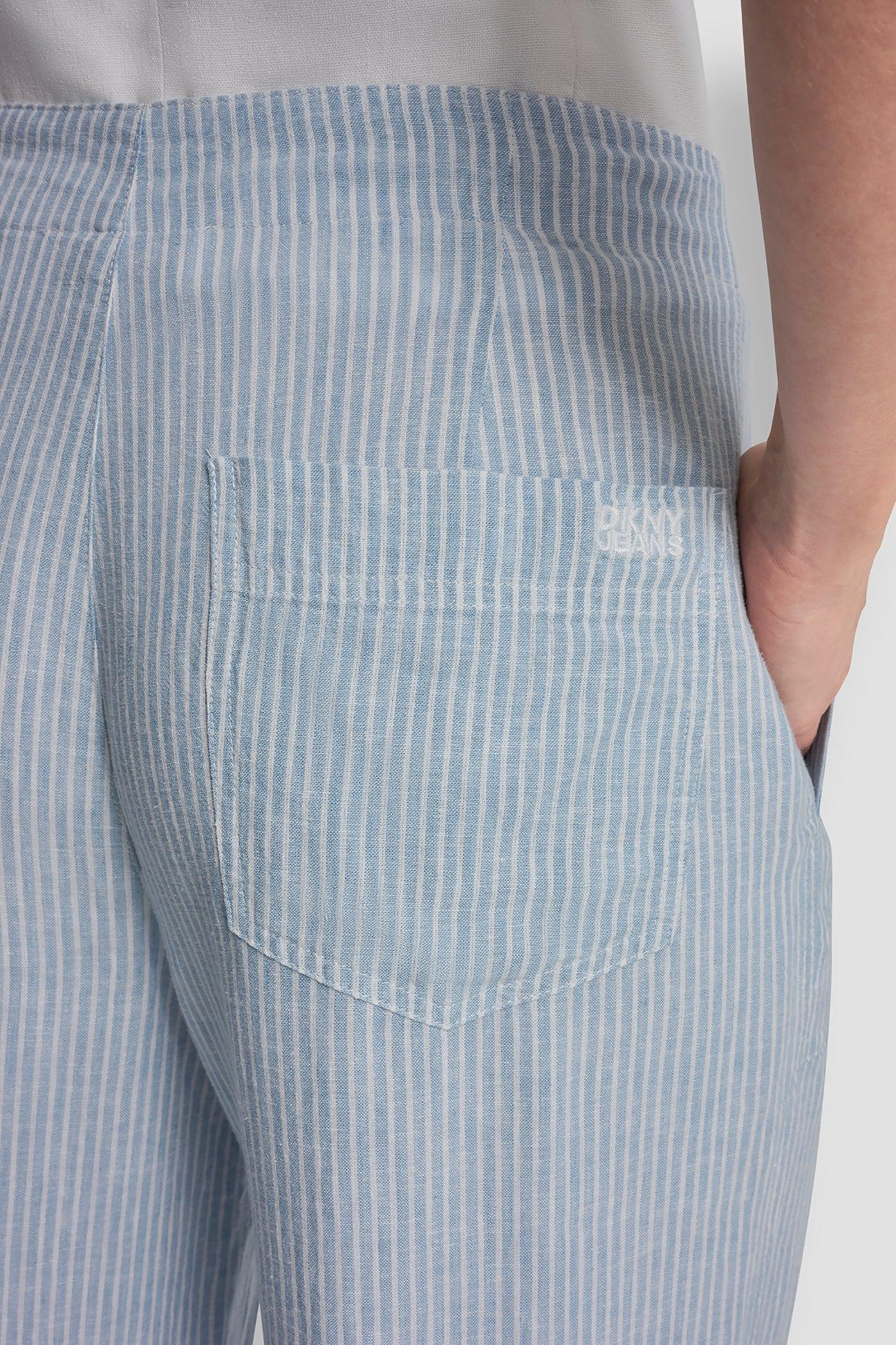 CROPPED WIDE LEG LINEN-BLEND PANTS Product Image