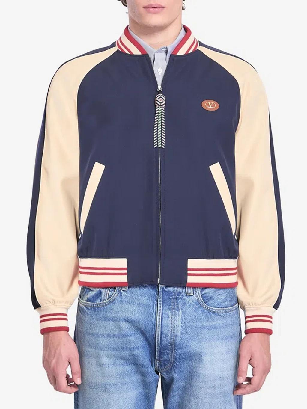 VALENTINO La Chat De La Maison Wool Bomber Jacket In Black Product Image