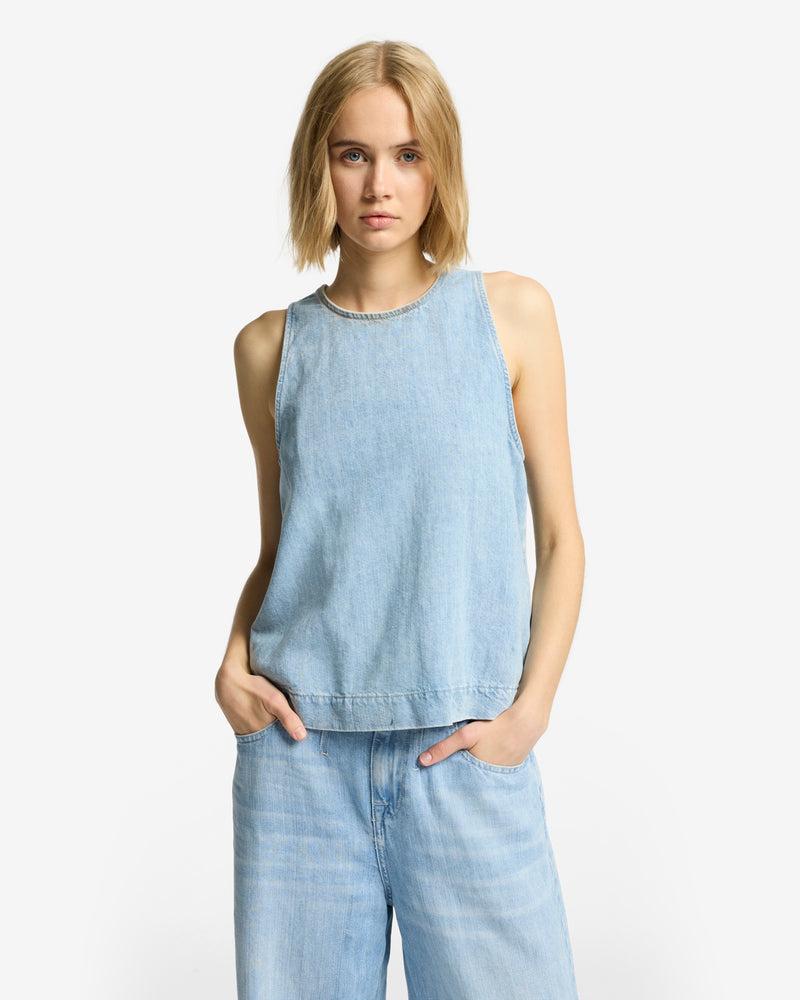Indigo Linen Sleeveless Top Product Image