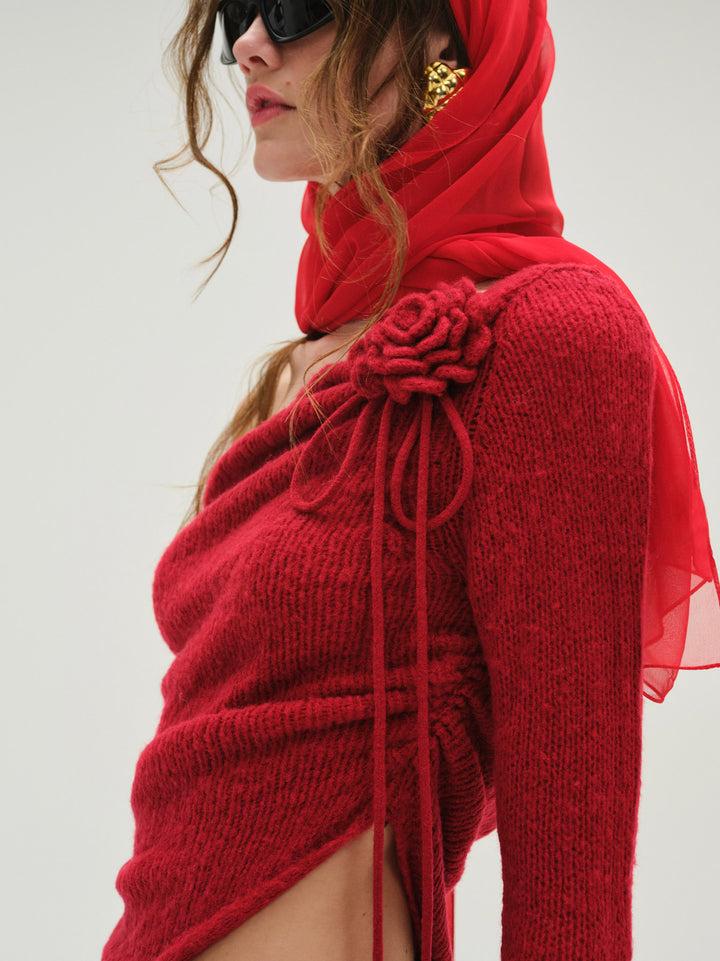 Ayanna Knit Top — Red Product Image