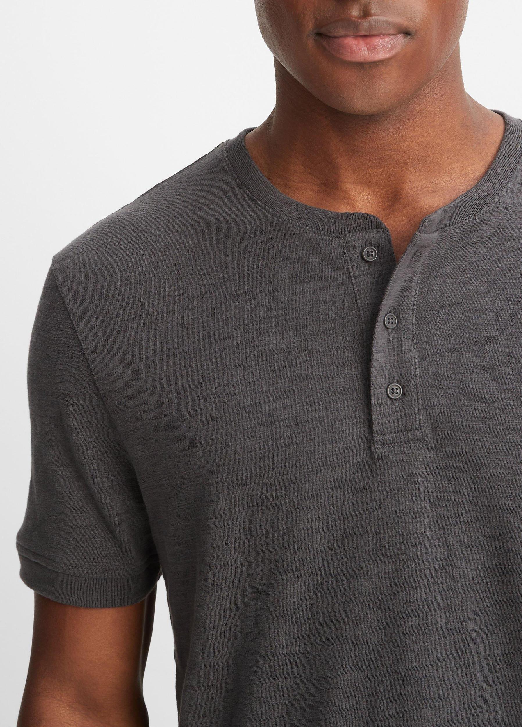 Slub Cotton Short Sleeve Henley Product Image