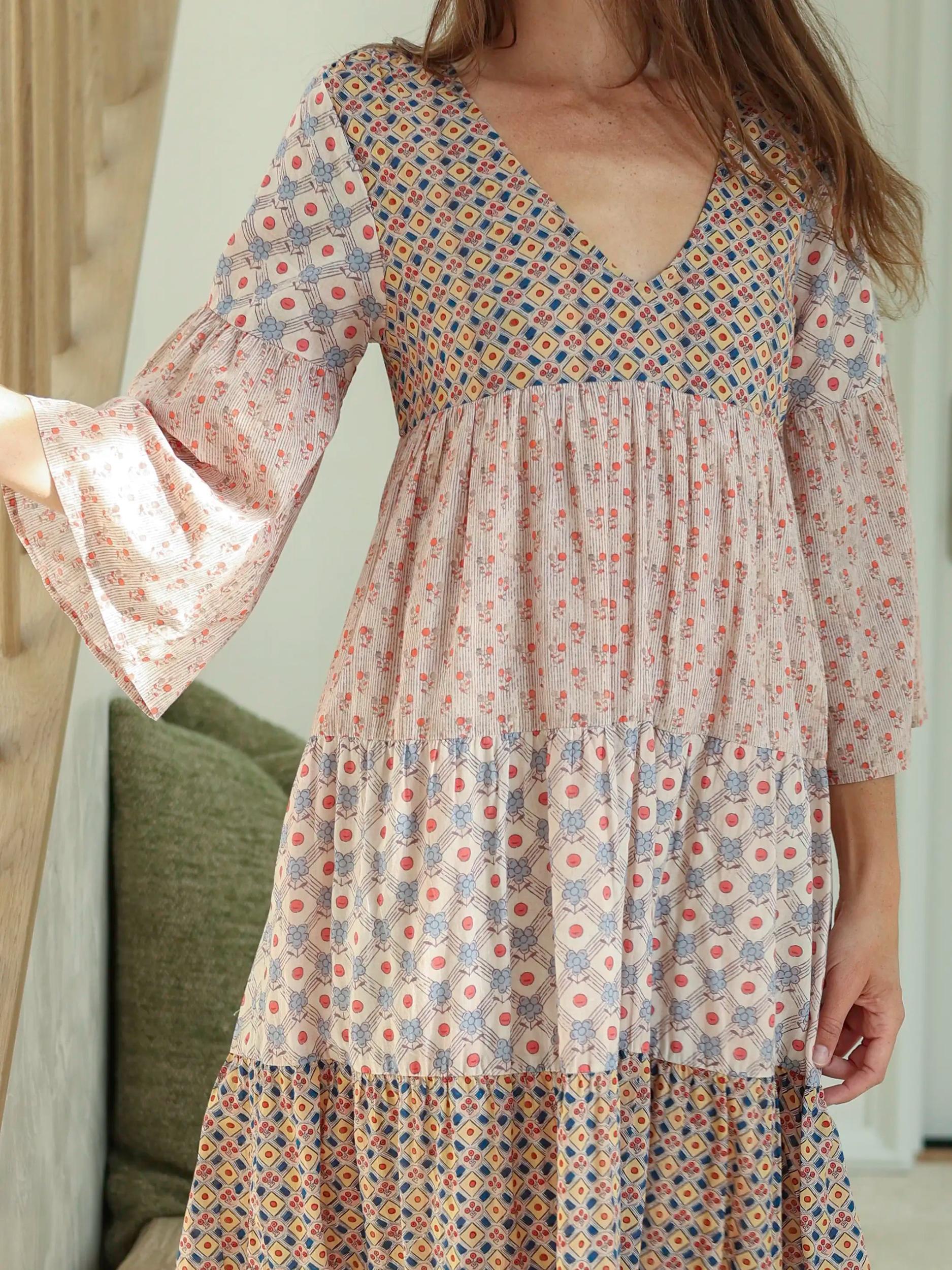 Charlotte Cotton Midi Dress - Wildflower Wonder Product Image