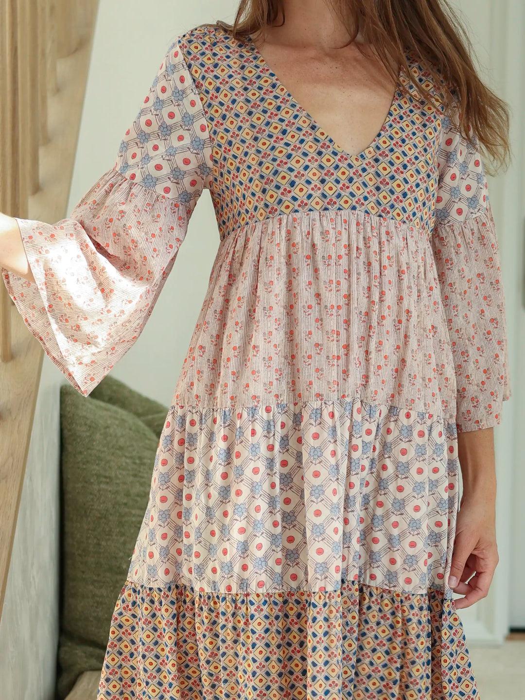 Charlotte Cotton Midi Dress - Wildflower Wonder Product Image